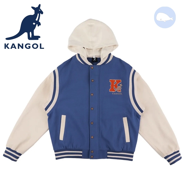 【小鯨魚包包館】KANGOL 英國袋鼠 秋冬 外套 可拆帽 棒球外套 63551490 中藍 深藍