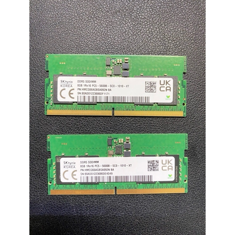 海力士 8GB DDR5-5600 筆記型電腦記憶體，單隻販售，一次買兩隻可私訊優惠800