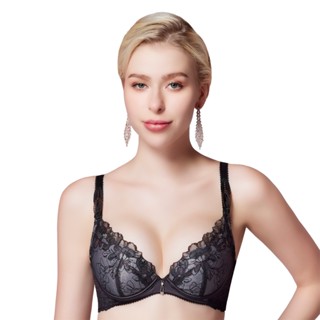 SWEAR 思薇爾 花蔓巴黎系列 B-E罩 蕾絲 刺繡 包覆 女內衣 (黑色)