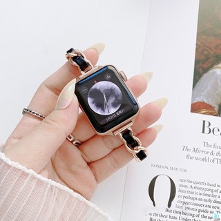 【闆娘獨家限定】 多色可選 小香風格金屬皮革錶帶適用Apple WatchS12S11SE3代46 42 44 45mm