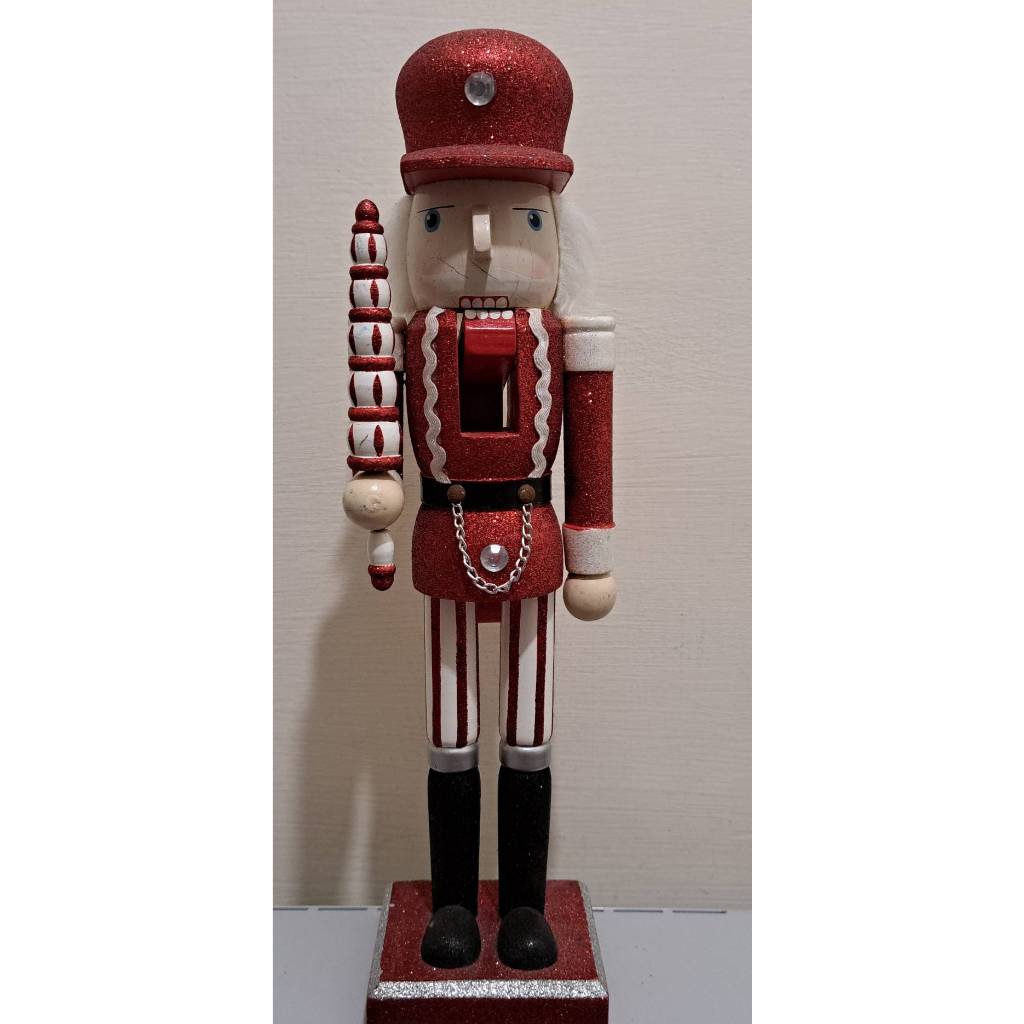 二手胡桃鉗國王士衛兵娃娃 擺飾 裝飾 窗 收藏 居家 紅帽高約36公分