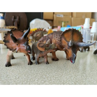 三角龍家族 ( Mojo fun + Papo ) 3隻合售 恐龍模型 恐龍玩具
