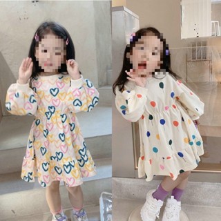 現貨7-15碼女童春秋洋裝韓版洋裝長袖洋裝裙子氣球愛心裙子純棉MERMAID MOON
