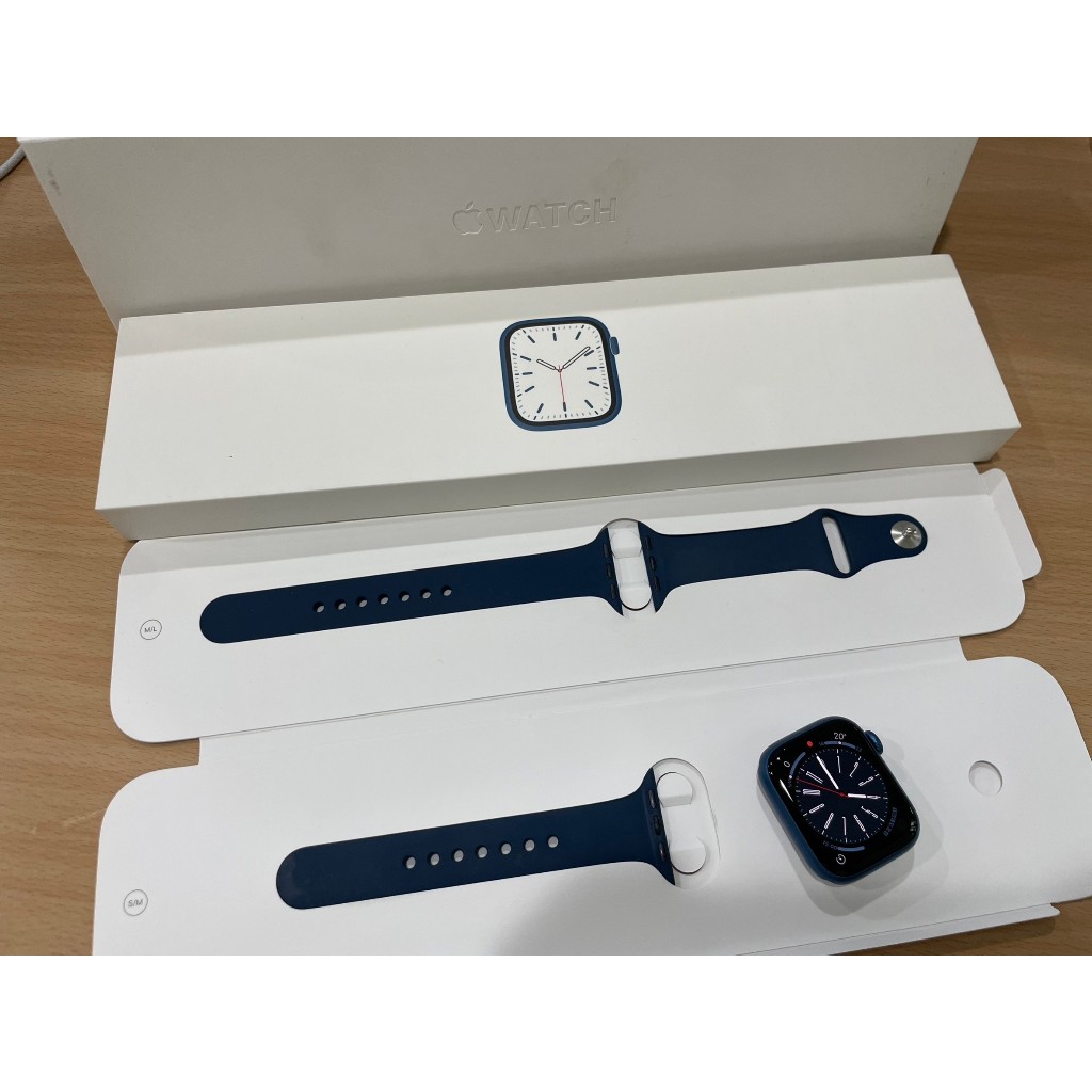§轉機站§ 保固2024/5 盒裝 蘋果 Apple Watch7 S7 41mm LTE 鋁金屬 藍色 10