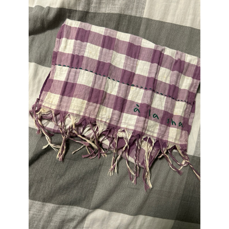 a la sha 紫色格子圍巾