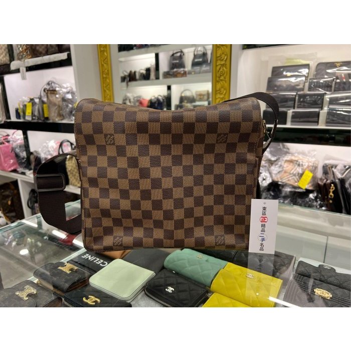 東區正精品㊣LV N45255 咖啡色棋盤格拉鍊上開包斜背包肩背包 RZ4384