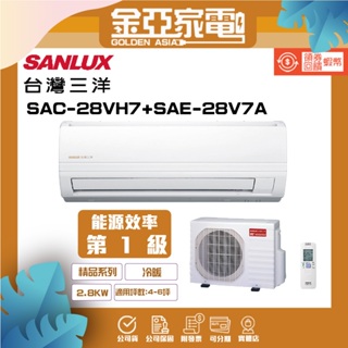 SANLUX 台灣三洋4-6坪 1級變頻冷暖冷氣SAE-28V7A/SAC-28VH7
