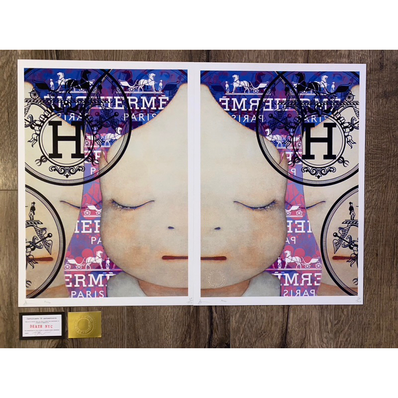 DEATH NYC 2020 限量 版畫 奈良美智 經典 LOGO 精品 兩幅一對 潮流 塗鴉 噴漆 噴罐 致敬 翻玩