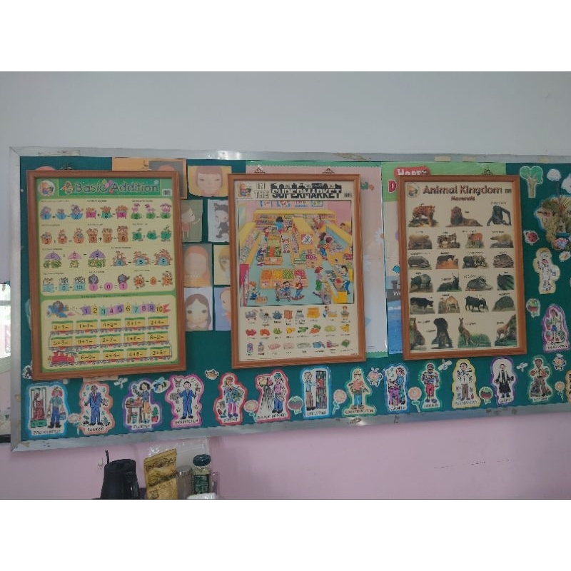 英語教學海報，塑膠裱框，80×55公分