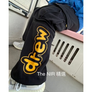 [The NIR! 精選] Drew House 寬管 空心笑臉 字型 黑色 棉長褲 側邊口袋 工作褲
