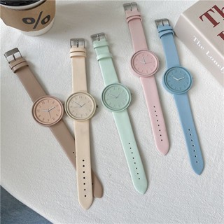 FUFU Select 新款 小紅書馬卡龍色方糖時尚簡約復古奶茶色創意時尚手錶