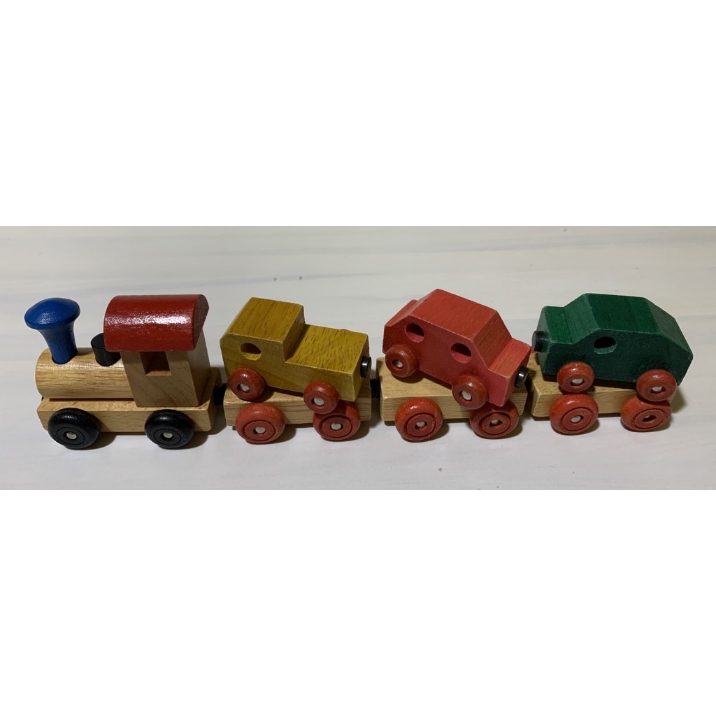 鐵支路，木製玩具火車，載運小汽車木製火車組，二手價150元