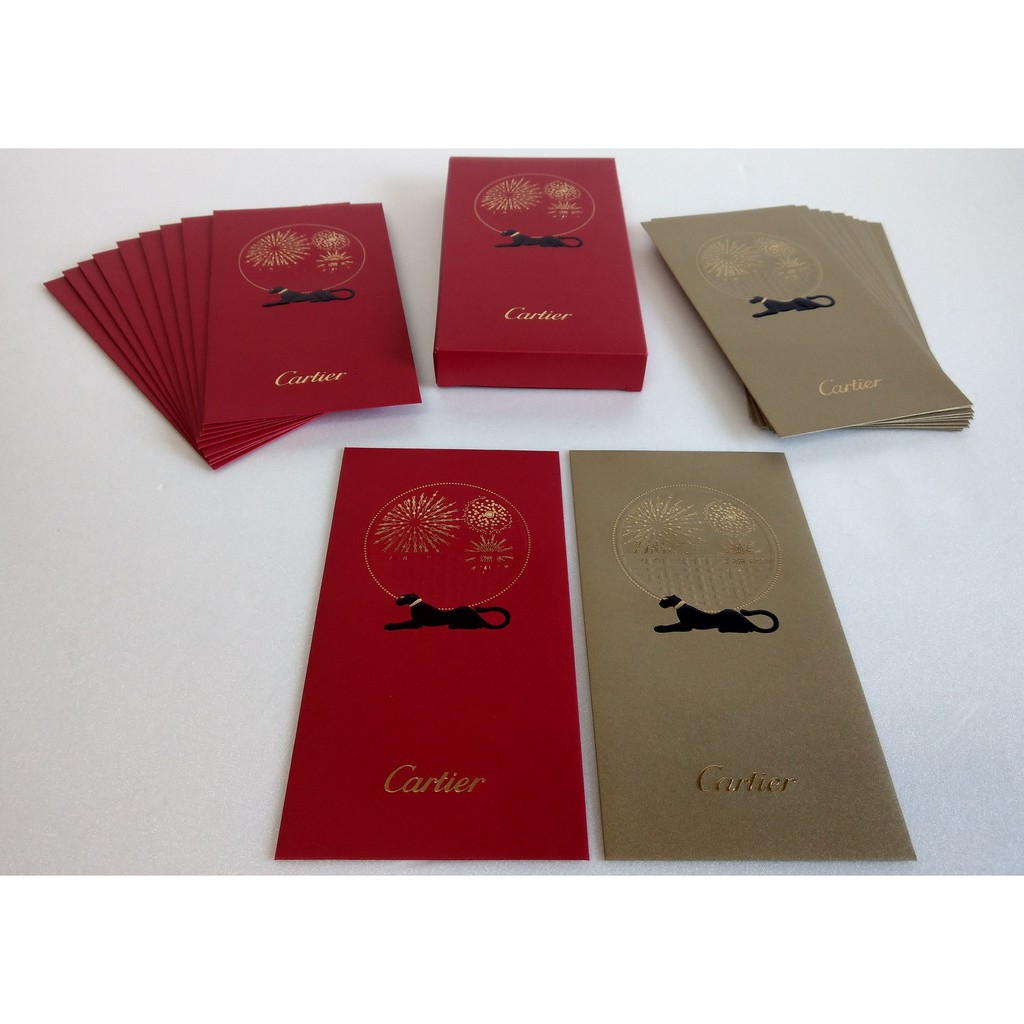 珠寶品牌 卡地亞Cartier 紅包袋~有金色與紅色 煙花+美洲黑豹圖案