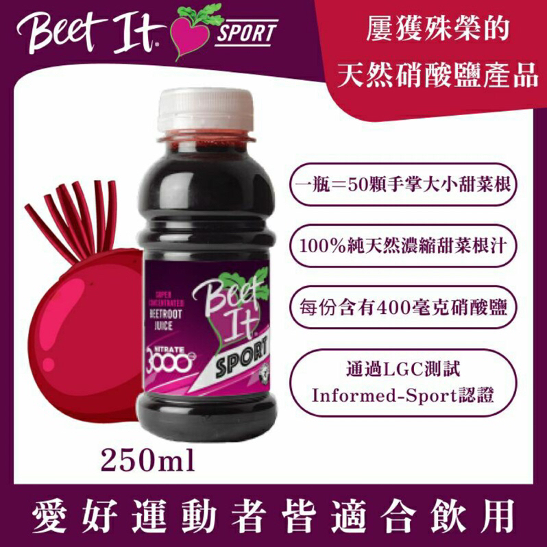 最新2024年9月 250ml Beet It Sport 超濃縮甜菜根汁 Nitrate 3000