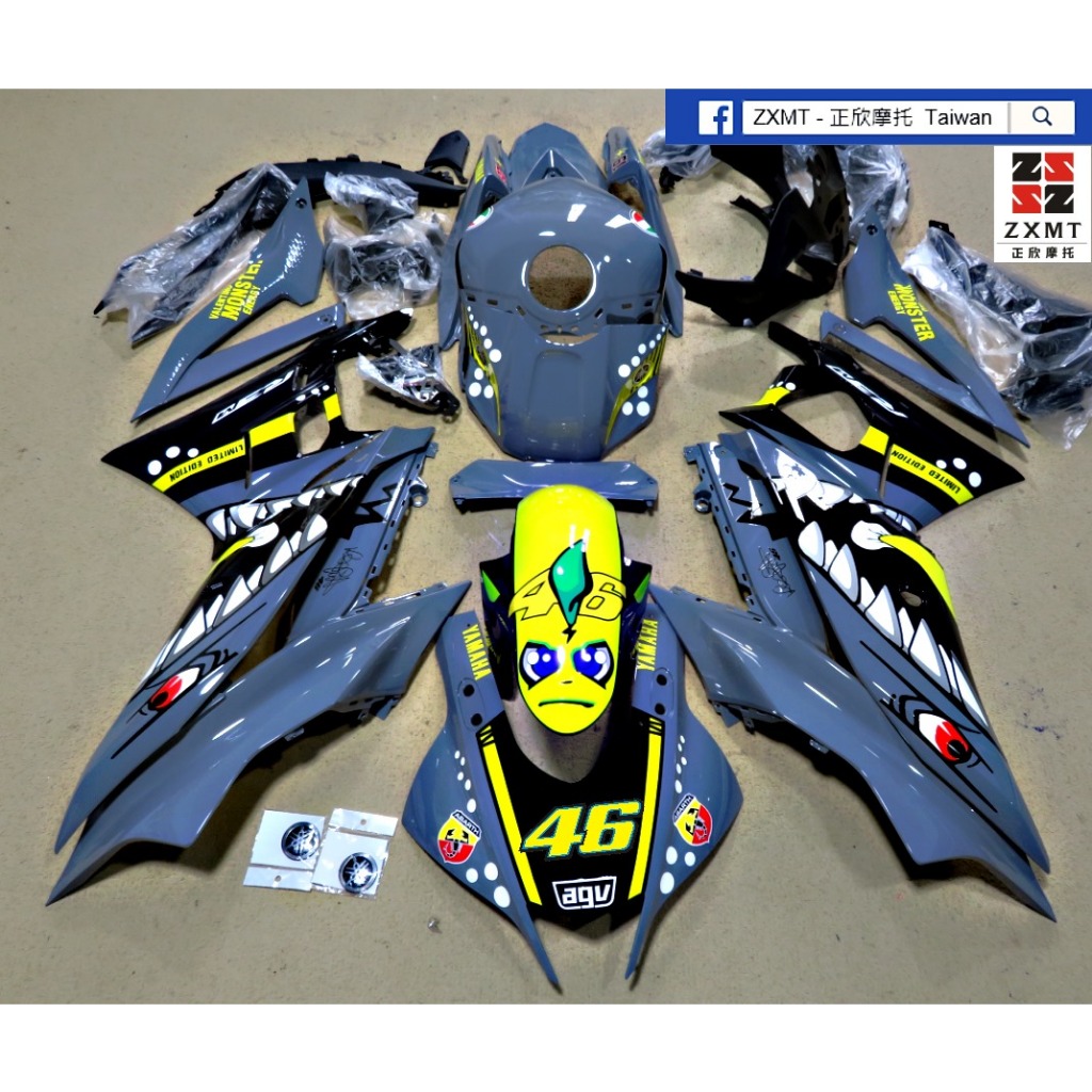 黃兄 用 2023 YAMAHA YZF-R3 水泥灰/46 鯊魚 設計款