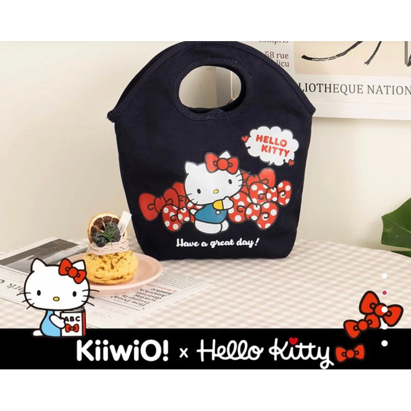 便宜出清 Kiiwi O X Hello Kitty聯名款正版授權 美式復古迷你托特包 午餐包 拉鍊帆布包