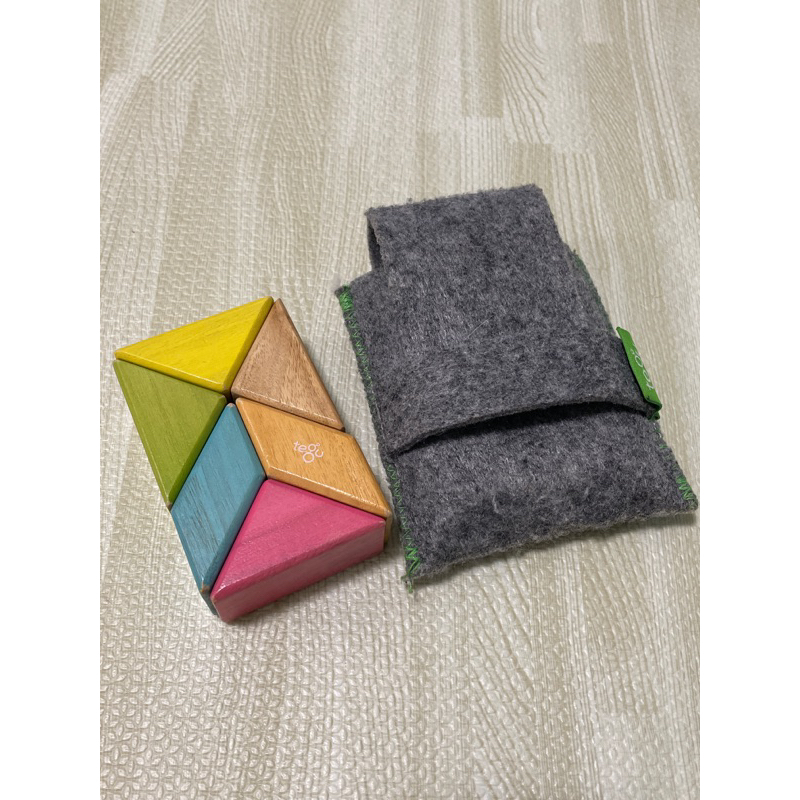 🍄二手｜美國 tegu 磁性積木-6件式口袋組 Pocket Pouch Prism