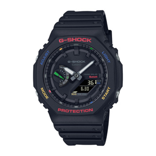 CASIO卡西歐 G-SHOCK 多巴胺色系 個性黑 太陽能 藍牙 八角雙顯電子錶 (GA-B2100FC-1A)