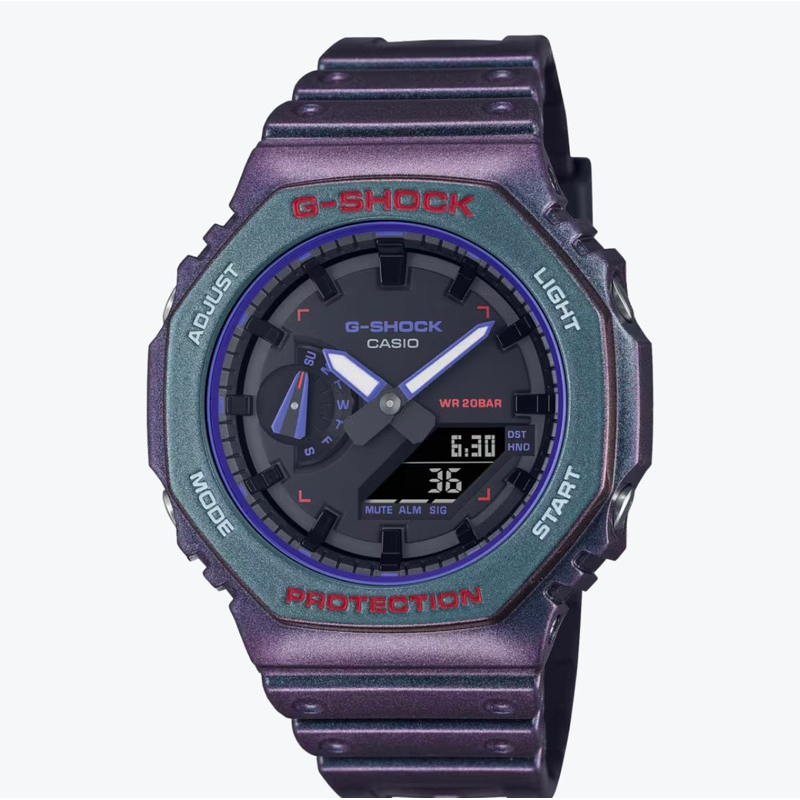 CASIO 卡西歐 G-SHOCK 電競玩家 生存遊戲 炫彩偏光 八角形錶殼(GA-2100AH-6A)
