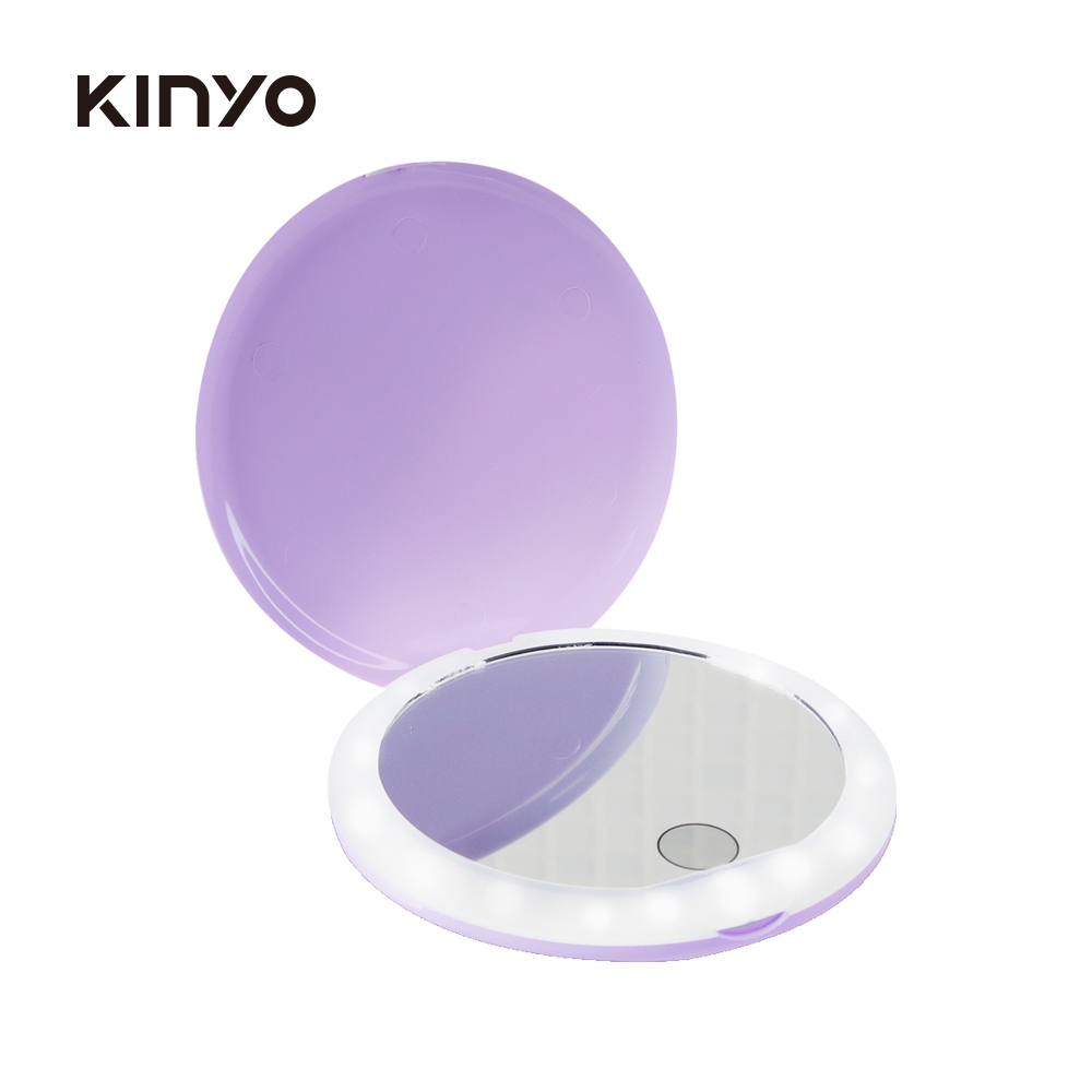 【KINYO】LED隨身輕巧小圓鏡《WUZ屋子》隨身鏡 鏡子 化妝鏡 小鏡子