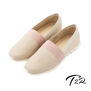 【T2R】特價出清-真皮手工透氣拼接質感懶人鞋-\粉-5220-1808