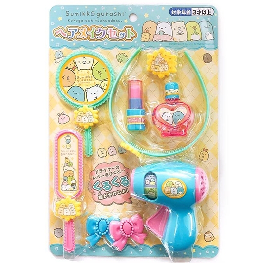 【超萌行銷】現貨 角落生物 角落小夥伴 藍粉 化妝玩具組 吹風機 鏡子 梳子 髮飾玩具組