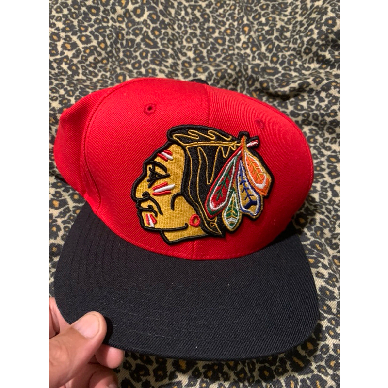 二手古著 M&amp;N NHL Chicago  Blackhawks 芝加哥 黑鷹  (印地安人) 老帽 棒球帽 cap