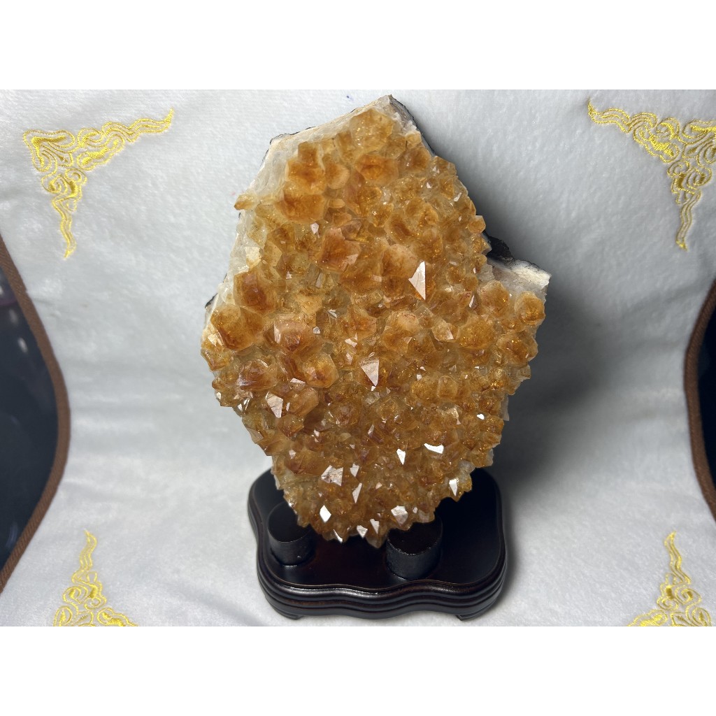 巴西 天然水晶 黃水晶 黃水晶片 黃水晶簇 原礦 附木座 No.3