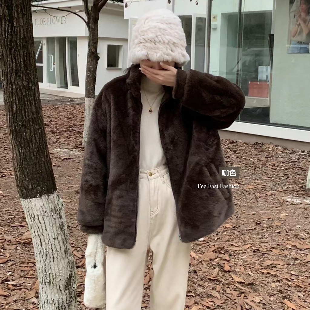 【Fee現貨7色】毛茸茸感熊寶寶外套(長款)🌸絨毛外套 毛毛外套 熊寶寶外套 保暖穿搭 韓系穿搭 秋天