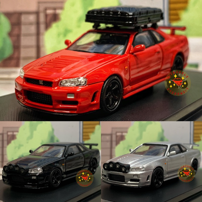 🔅里氏玩具 SW 1/64 Nissan GTR R34 Camper 紅色 Drif 銀色 黑色 露營車 雪地 拉力賽