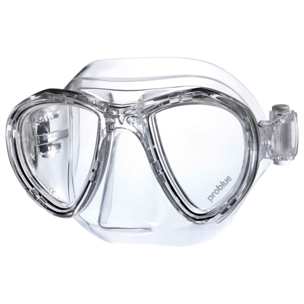 《Problue》全透明矽膠雙面鏡｜【IDiver海怪水下】MS-249 自潛 可配度數鏡片 近視面鏡