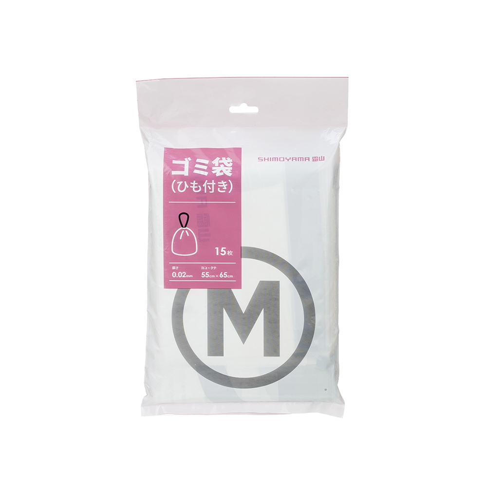 【日本霜山】抽繩式自動收口垃圾袋(35L)-M-15張