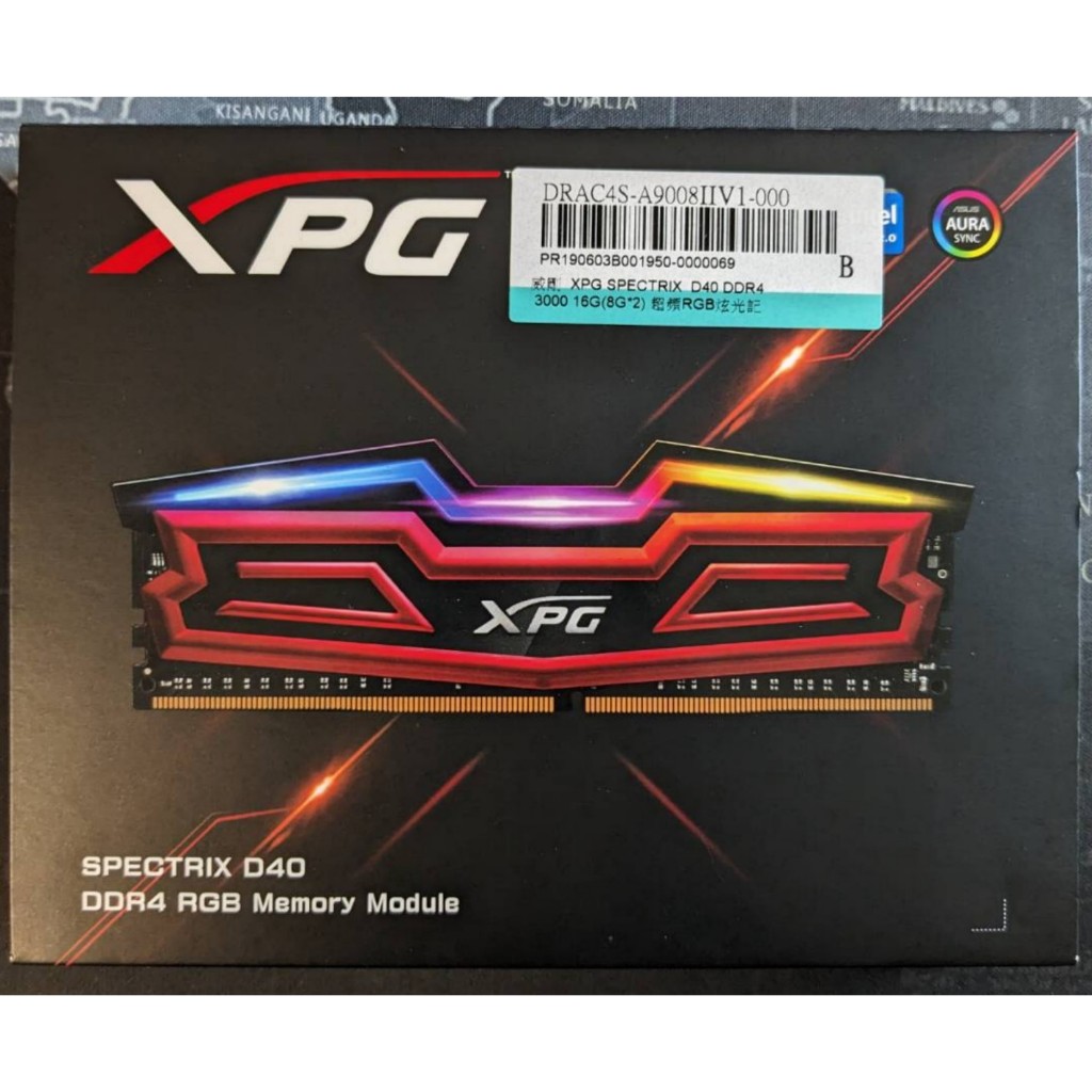 威剛 XPG SPECTRIX D40 DDR4 3000 16G(8G*2) 超頻RGB炫光記憶體