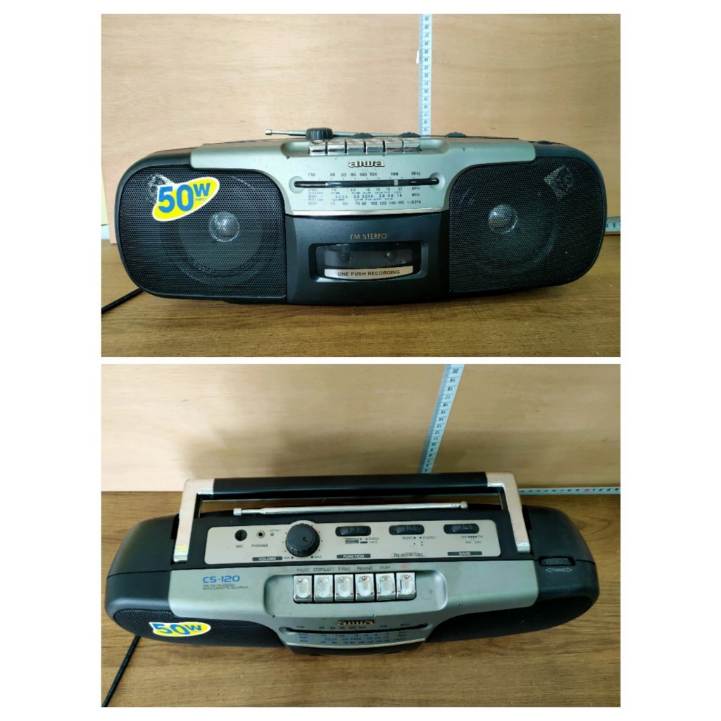 【擺飾品】【收藏品】AIWA CS-120 手提收錄音機收音機可廣播及調頻二手品.交換禮物.古物.舊物雜物.生日禮物