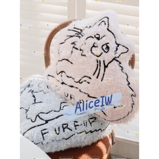 ☃️日單🎄G♥️P🐈貓咪塗鴉風格羽毛絨軟萌靠墊抱枕