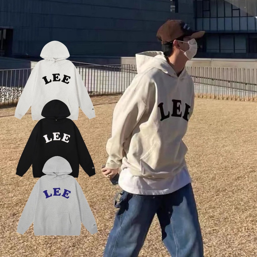 韓國代購🇰🇷 Lee 新版帽t 長袖 情侶款 帽踢 LEE 植絨印花款 男女同款