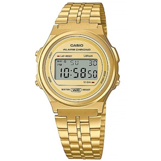 CASIO / 卡西歐 復古懷舊 計時碼錶 電子數位 不鏽鋼手錶 金色 / A171WEG-9A / 36mm