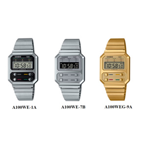 CASIO 經典工業 A100 復古方型多功能電子手錶 A100WE-1A A100WE-7B A100WEG-9A
