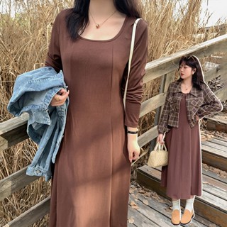 CCGIRL中大尺碼 美拉德色系復古格紋翻領襯衫外套+前壓線針織洋裝-適XL～5L《20529洋裝+20530外套》套裝