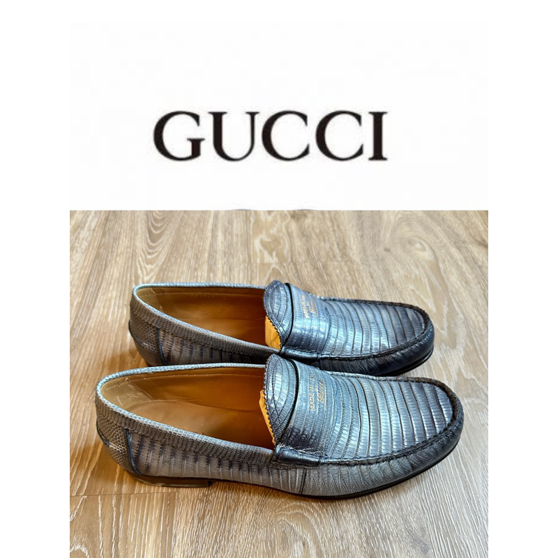 【正品】Gucci 古馳蜥蜴紋樂福鞋