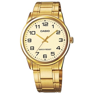 【CASIO】卡西歐 經典耀眼不鏽鋼腕錶/金x黃面 數字款 MTP-V001G-9B 台灣卡西歐保固一年