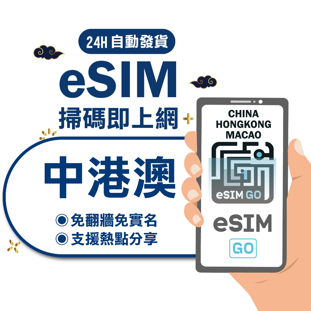 【中港澳eSIM】長天數 24H自動發貨 免等待 免插卡 esim sim卡 吃到飽 中國網卡 中國上網卡 中國網路卡