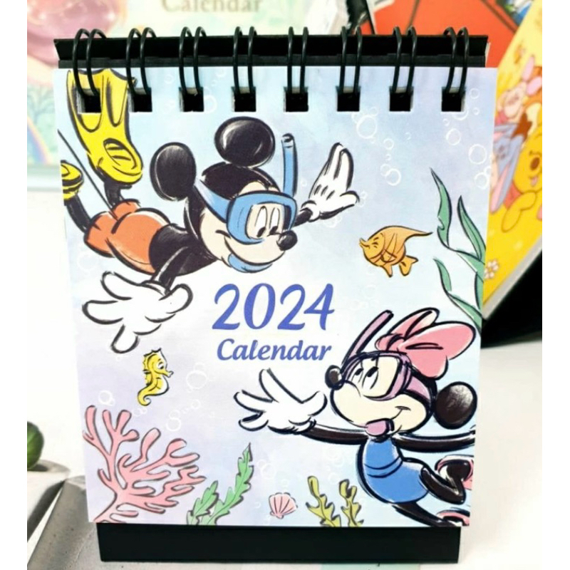 (全新現貨 狠便宜)正版2024年 迪士尼 三麗鷗 迷你桌曆 雙子星 公主 行事曆 米奇 小美人魚 月曆 備忘錄