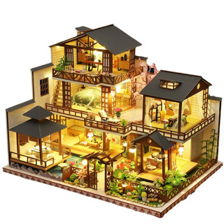 袖珍屋 diy小屋 臺灣現貨 森之庭附 防塵罩 交換禮物 diy手作 模型屋 溫馨小屋 天予 娃娃屋 玩具屋【創彩】