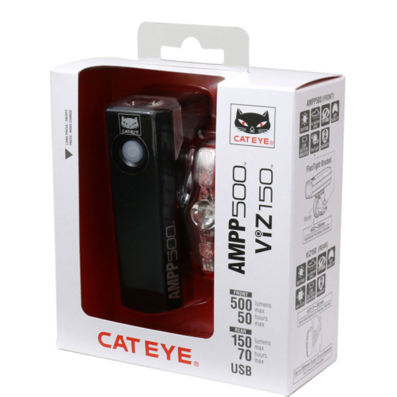 日本貓眼 CATEYE AMPP500&amp;VIZ150 高亮度USB充電型自行車前後車燈套組