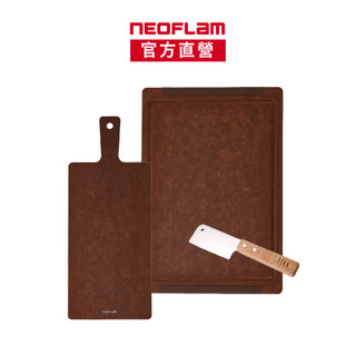 NEOFLAM ROCCA系列天然木纖維砧板組(砧板/手柄砧板/FIKA系列甜點乳酪刀3")-台灣原廠公司貨