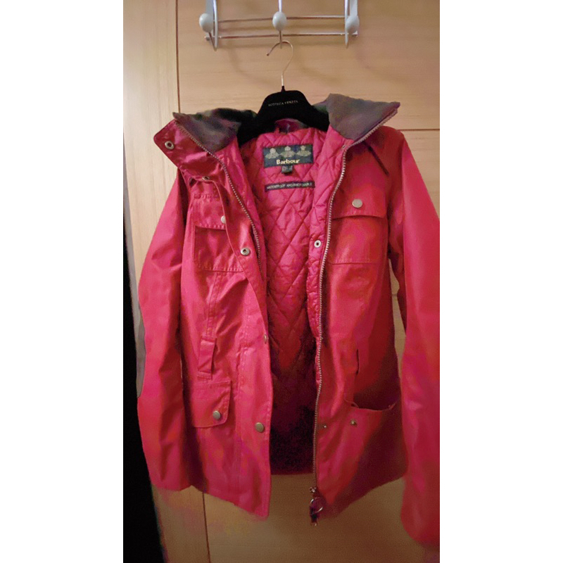 英國品牌Barbour Jacket 過新年喜氣防水保暖衝鋒衣酒紅色油布摩托車騎士外套夾克