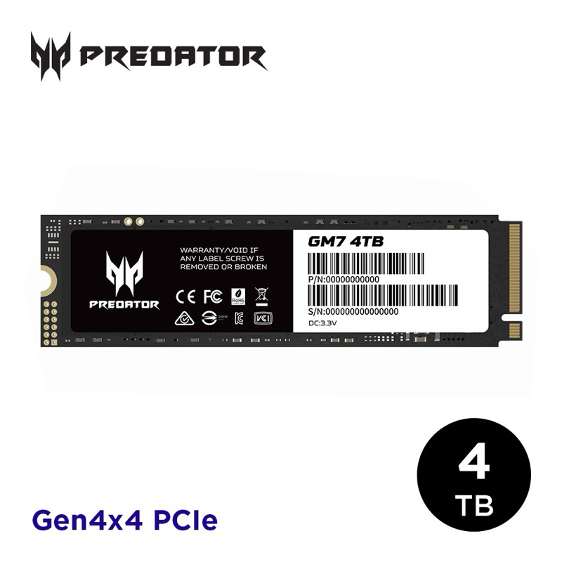 全新現貨 Acer Predator GM7 4TB M.2 2280 PCIe Gen4x4 SSD固態硬碟