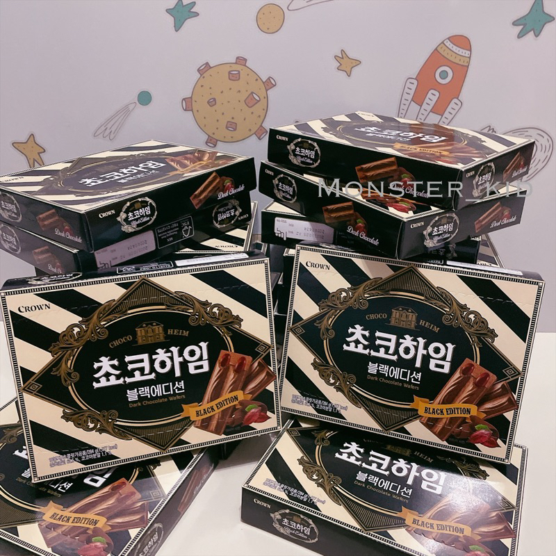 【monster_kid】韓國代購！現貨商品！回歸的黑巧威化餅！已追加 CROWN 皇冠 黑巧克力威化餅 284g