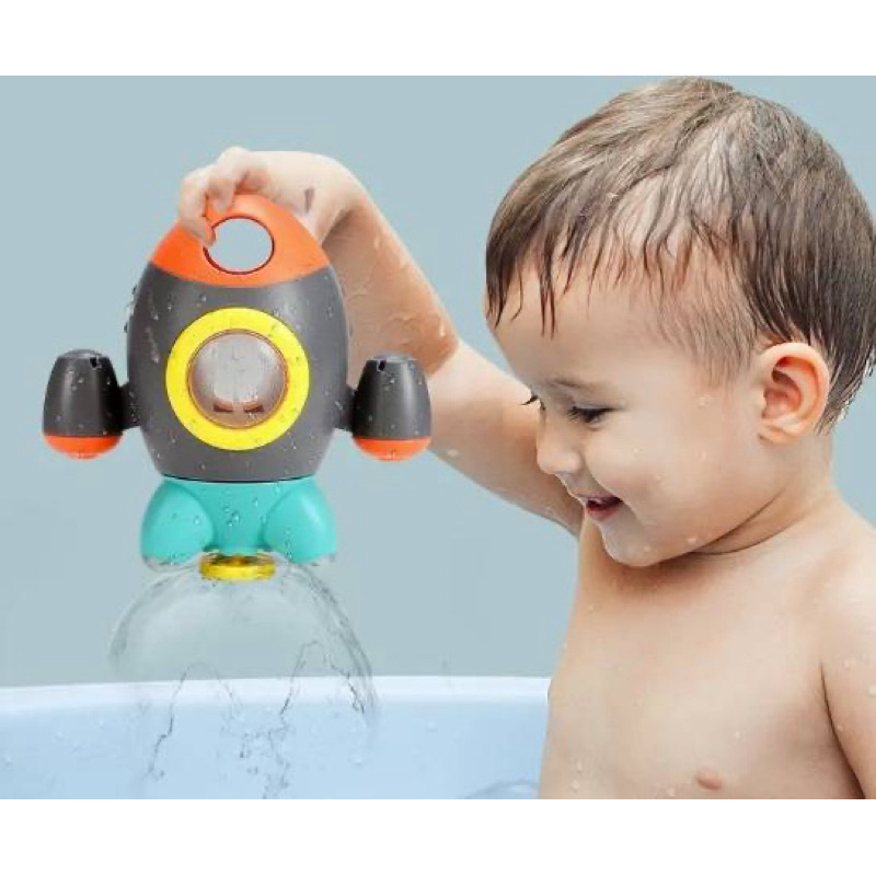 【你的玩具】 Q版旋轉噴水火箭玩具 噴水玩具 露營 手眼協調 互動玩具 親子互動 泡澡 溫泉 洗澡 寶寶洗澡 嬰兒 沐浴